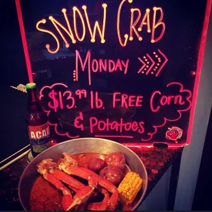 Snow Crab Monday Special