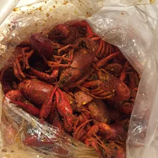 Crawfish bag with sausage
