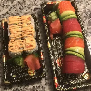 Spicy Salmon Roll &amp; Rainbow Roll