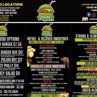 a menu for a restaurant