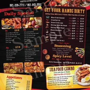 menu and prices