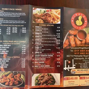 menu and prices