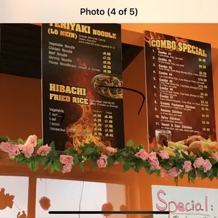 Menus on the wall