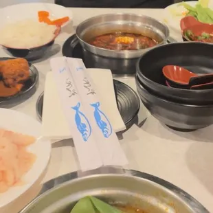 He had chicken broth extra spicy i had chicken broth regular spicy