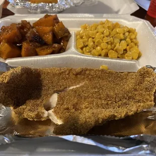 Fried Fish Yams Fried Corn