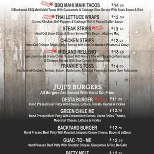 Lunch menu