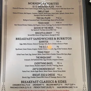 Breakfast menu April 2022