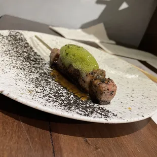 A5 Miyazaki Wagyu with a matcha foam