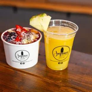 a smoothie and a fruit smoothie