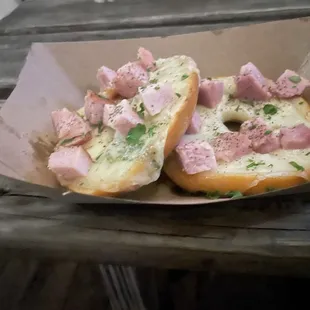 Gluten free bagel Ham &amp; Cheese.