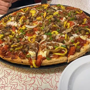 This was our regular pizza and it was delicious.