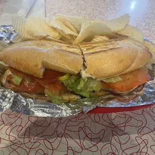 Italin sub with chips and pickle