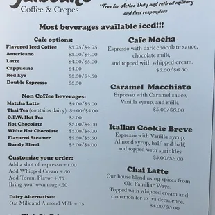 menu