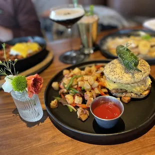 Vegan egg and chicken sandwich