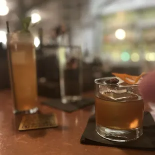 a close up of a drink on a table