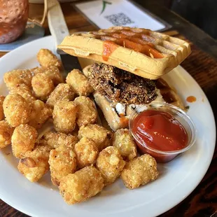 Spicy chicken and Spicy Chicken Waffle Sandwich