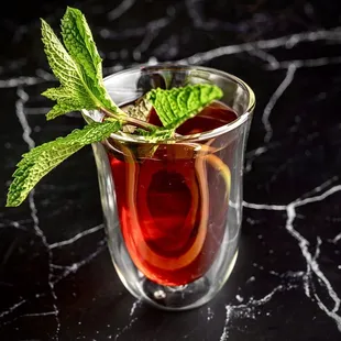 Mint tea at baklava bakery