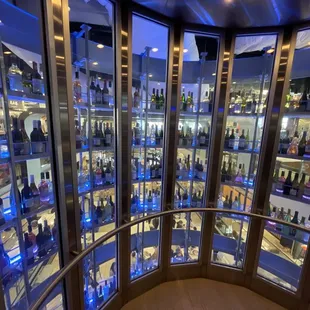 Elevator inside the wine shelves