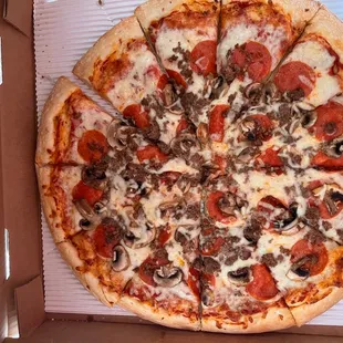 a pizza in a pizza box