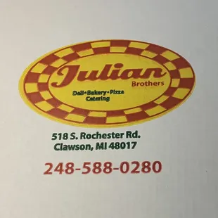 Info on pizza box