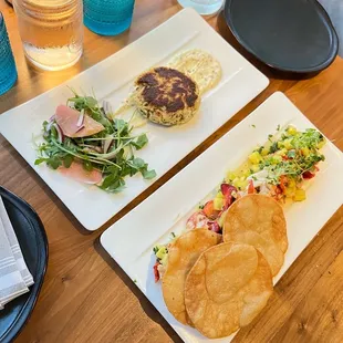 two plates of food on a table