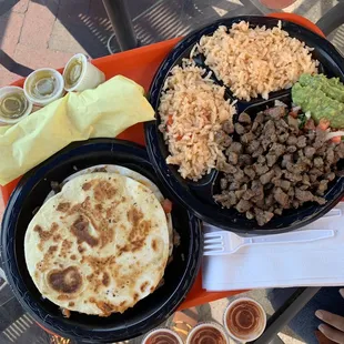 Mulita supreme $6.68 .. and Steak platter $9.95