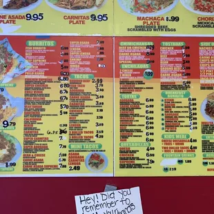 menu