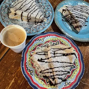 nutella crepes and hot latte