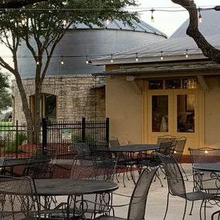tables and chairs outside