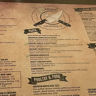 The menu