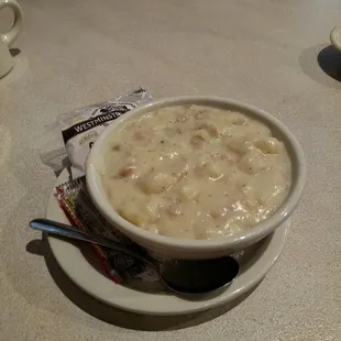 Clam Chowder - the most delicious I've ever tasted!!  And, as you can see from the photo - they offer quality saltines too!