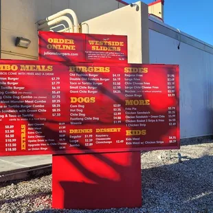 Preview of menu board.