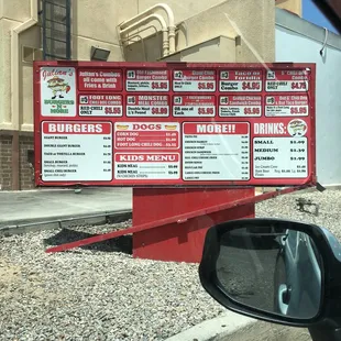 menus on the side of a building
