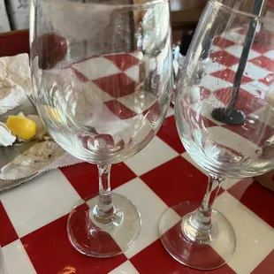 -NAUSEATING RESIDUAL LIPSTICK ON BOTH GLASSES-