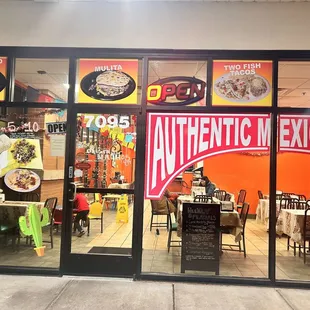 the front of the restaurant