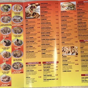 Take out menu
