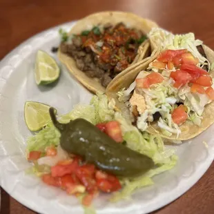 Carne asada and fried fish tacos - IG: foodie.maps