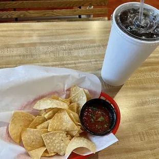 Chips, Dr Pepper and mild salsa (typically enjoy spicy, but love the flavor of their mild).