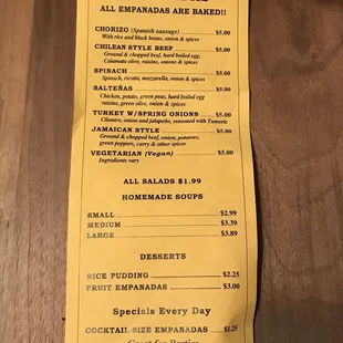 menu
