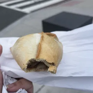 a half eaten sandwich