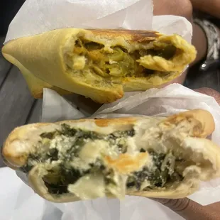 spinach empanada and vegetarian empanada