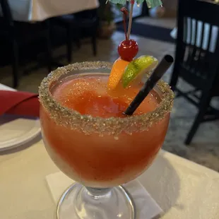 Strawberry Margarita with sugar rim