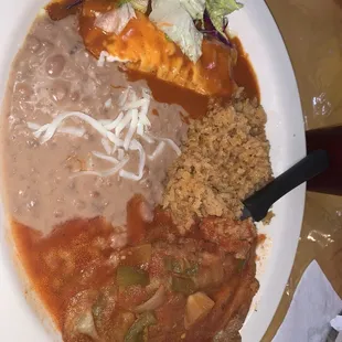 Ground Beef Enchilada and Chile Relleno Combo.  Was so delicious!!