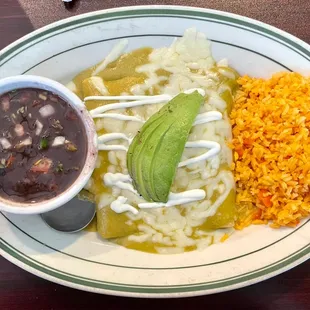 Suizas Lunch with cheese and black beans