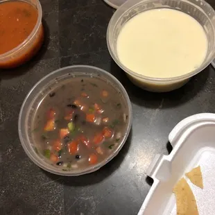 Watered beans and &quot;queso&quot;.