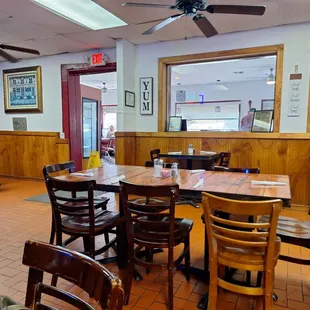 Partial dining room view.