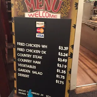 Menu tonight