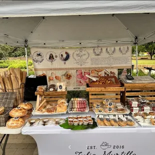 a display of pastries and pastries
