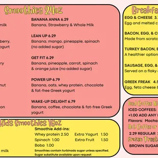 Smoothies, breakfast sandwiches, iced coffee, and so much more!