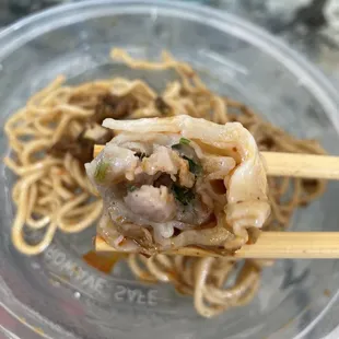 Inside Won ton with Chili Sauce